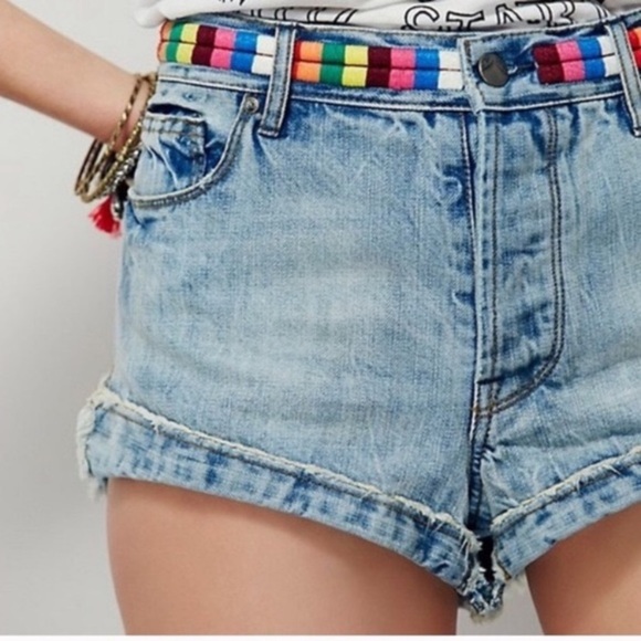 Free People Pants - Free People Elliot Bright Embroidered Waist Shorts